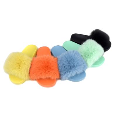 China Fashion trend Baiyi winter warm sheepskin slippers wholesale women indoor hair clog outdoor mink slippers for sale