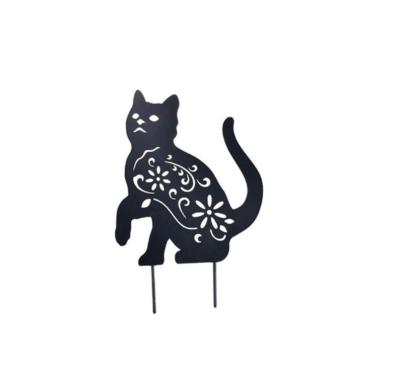 China Wholesale Black Acrylic Animal Silhouette For Yard Fence China Cat Garden Outdoor Decorative Ornament for sale