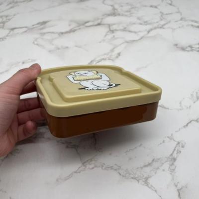 China Custom Logo Big Sandwich Pack Brown 2022 Microwavable Plastic Cartoon Kid's Wholesale Container Salad Storage Food Animal Design Bowl for sale