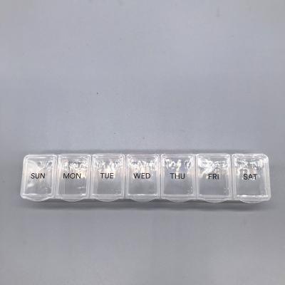 China Mini Clear Rectangle White Case Portable Travel Storage PP Holder Transparent Medicine 7 Day Am P.M Square Plastic Pill Box for sale