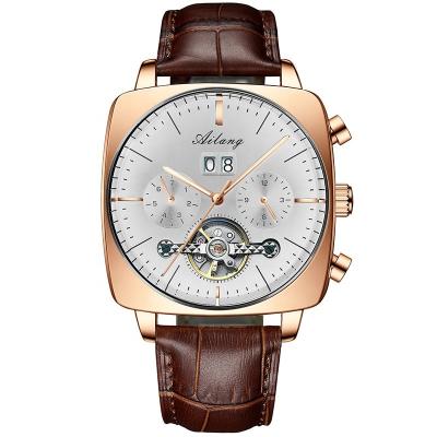 China Hot Selling Price Fashion Cheap Design Ailang Day/Date 8655 Automatic Leather Week Date Band Mechanical Men Hand Watch for sale