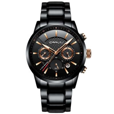 China Wholesale Crrju Chronograph 2212 Six Stainless Steel Luminous Hands Multi Functions Business Men's Chronograph Calendar Wristwatches for sale