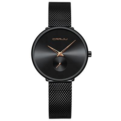 China Hot Selling Brand Crrju 2165 Simple Design Stainless Steel Luxury Metal Band Water Resistant Tie Up Business Women Waterproof Wrist Watch for sale