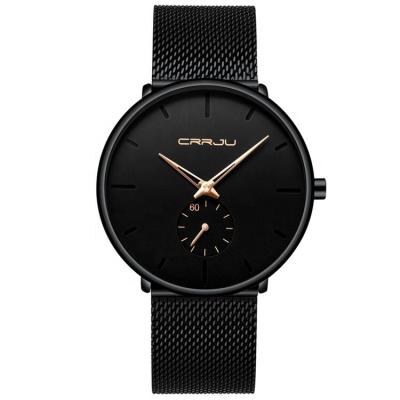 China Wholesale Luxury Design Crrju Day/Date 2150 Strap Wearable Metal Strap Stainless Steel Business Waterproof Men Hand Wrist Quartz Watch for sale