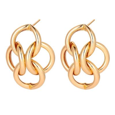 China 2022 Trendy Newly Designed Trendy Gold Plated Dangling Ear Ring Jewelry Earrings Set Iron Hoops Women for sale