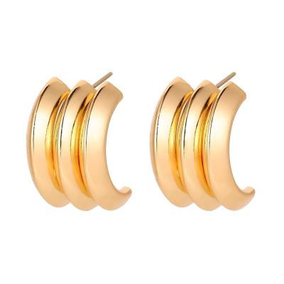 China Newly Designed Fashion Trendy African Gold Plated Iron Rings Jewelry Women Stud Earrings Ear Hoops for sale