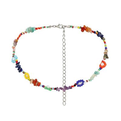 China Fashionable Stylish Design Girls Natural Shape Gemstones Colorful Pearl Beads Cross Chain Necklace for sale