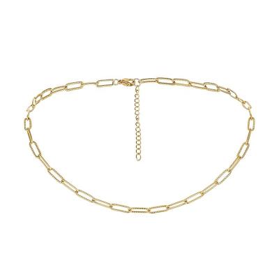 China Simple Design Trendy Fashion Stainless Steel Chain Link Women Gold Plating Cross Pendant Lady Long Necklace for sale