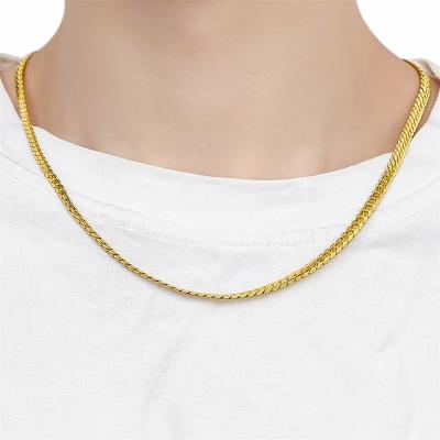 China Fashionable Wholesale Men Jewelry Friend Gift Gold Plated Alloy Link Snack Bone Flat Chain Necklace for sale