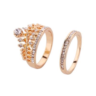 China Fashionable luxury jewelry rings series crown shape rhinestone rings women gold finger rings jewelry for sale