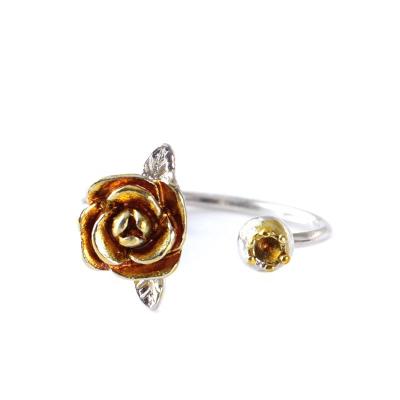 China Rose Shape Decoration Joint Alloy Gold Rose Shape Adjustable Size Ring Romantic Jewelry Lovers Engagement Wholesale for sale