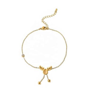 China Elegant Women Jewelry Series Anklet Chain Gold Plated Cross Chain With Deer Pendant Foot Jewelry And Diamond Anklet for sale