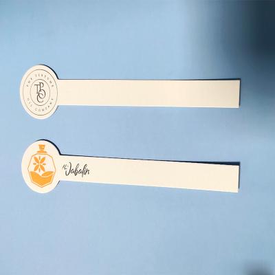 China Hotel factory supply customized logo gold foil stamping CMYK printing logo perfume test paper strip for sale