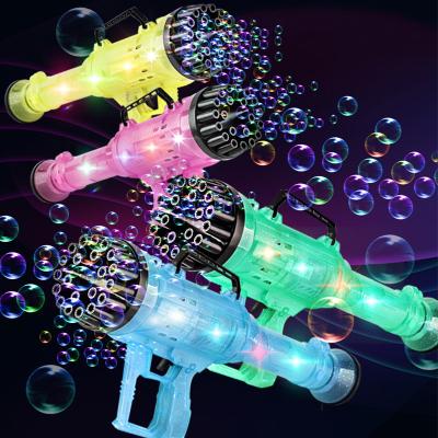 China Cool 21 Holes Bubble Machine Cool Light Big Gatling Bubble Gun Boy Gift Bubble Toy for sale