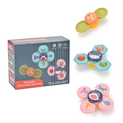 China Baby Rod Chewing Rattle Toy Water Molar Toy Cartoon Sucker Spinning Around Music Fingertip Children Educational Funny Spinning Tops for sale