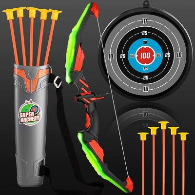 China Thick ABS Material + Electronics Archery Set For Kids Archery Toy Set LED Light Up With 15 Suction Target And Shake Kid Toys cup arrows for sale