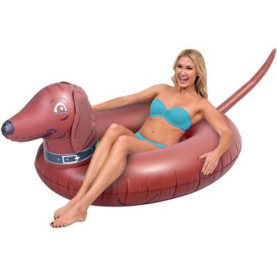 China PVC Inflatable Sausage Dog Party Tube Raft Float In Style Brown Water Toy (For Adults And Kids) for sale