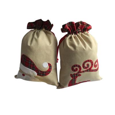 China Elks Ribbon Drawstring Bag Candy Bag 50x70cm Older Christmas Gift Bag Older Christmas Xmas Border Gift Bag for sale