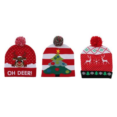 China Acrylic Christmas Decorations Adult Children Knitted Hats Colorful Bright Knitted Christmas High End Hats for sale