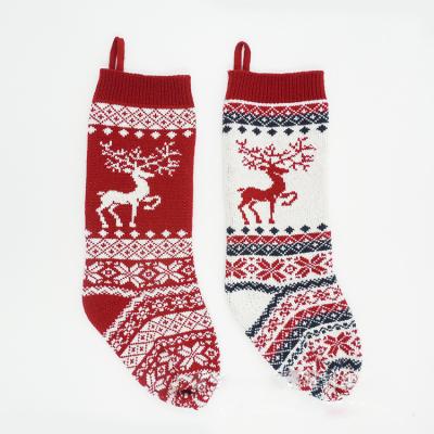 China 2021 Eco-Friendly Christmas Knitted Rustic 100% Acrylic Warm Stocking Christmas Decoration Socks Knit Pom Pom Candy Bag Christmas Socks Christ for sale