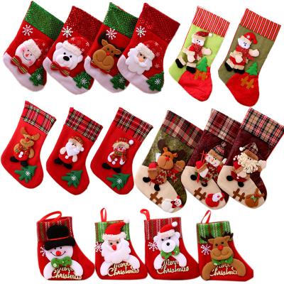 China Festival Stuff Xmas Decorations Elk Snowman Old Man Socks Christmas Tree Christmas Pendant Bags Small For Gift for sale