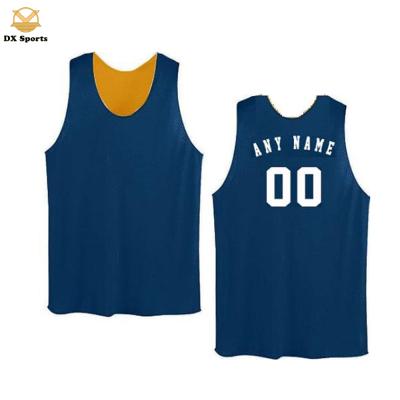 China European Antibacterial Basketball Uniforms Designs Custom Reverse Basketball Tank Tops Custom Blue for sale