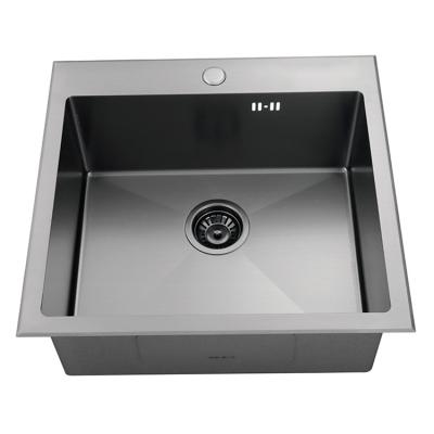 China Without Faucet SS304 Multifunctional Bowl Stainless Steel Kitchen Sink Black Single Sink for sale