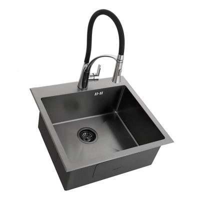 China Without Faucet Cool Black Multifunctional Bowl Stainless Steel Kitchen Sink Single Sink With Faucet for sale