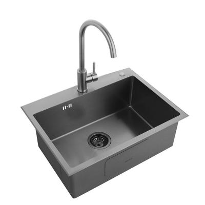 China Without Faucet Masterful SS304 Stainless Steel Black Single Bowl Kitchen Sink With Faucet for sale