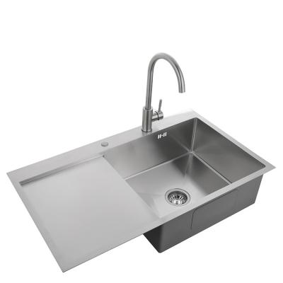 China Without Faucet Single Drain Panel Kitchen Sink With SS 304 Stainless Steel Kitchen Sink With Faucet for sale