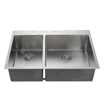 China Without Faucet Large Size Commercial Undermount Double Bowl Stainless Steel Handmade Kitchen Sinks for sale