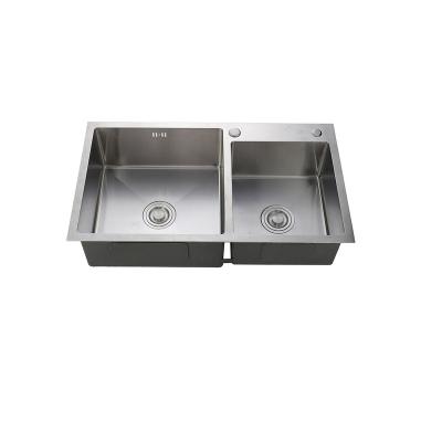 China No Basin Kitchen Sink New Undercounter Faucet Double Small Noise Proof Stainless Steel Double Drain for sale