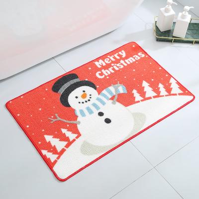 China Hot Sale Nordic Minimalist Strong Absorbent Bathroom Washable Carpet Creative Cute Cartoon Snowman Carpet for sale