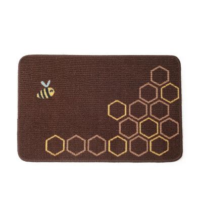 China Hot Sale Washable Anti Slip Cartoon Tableware Letter Bee Pattern Rectangle Kitchen Waterproof Mat for sale