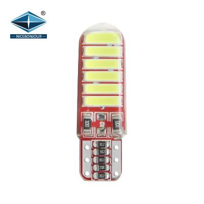 China Canbus silicone waterproof flash strobe led car light t10 led 7020 12smd led t10 w5w 194 168 led Canbus led for car for sale