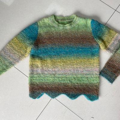 China QUICK DRY Women Fashion Street Wear Sweater Rainbow Knitting Pullover for sale