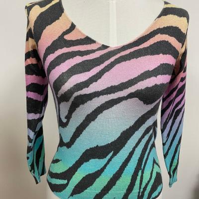 China Anti-wrinkle ladies sweater women fall clothing women zebra printing tight sweater for sale