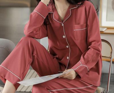 China QUICK DRY Cardigan Cotton Women Long Sleeve Home Pajamas Set Sleepwear for sale