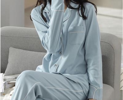 China Breathable Women Spring Pure Sleep Cardigan Autumn Cotton Long Sleeve Pajamas Set for sale