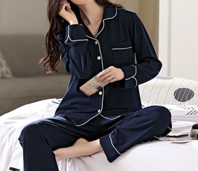 China Breathable Women100 Cotton Sleep Cardigan Long Sleeve Home Pajamas Set for sale