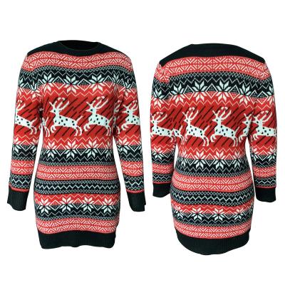 China Long Sleeve Anti-wrinkle Stock Elk Christmas Sweaters Snow Ugly Style Casual Acrylic Long Sleeve Dress Sweater for sale