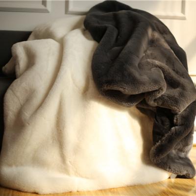 China Wholesale Soft Luxury PASSIONATE Sofa Fur Throw Blanket White Pink 127*152cm Gray Plush Fake Rabbit Faux Gift for sale