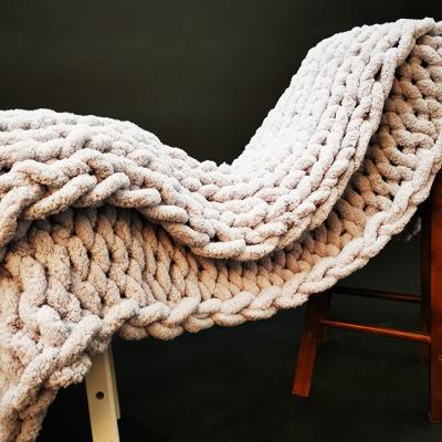 China PASSIONATE Chenille Knit Blanket Chunky Material Hand Made Blanket For Winter for sale