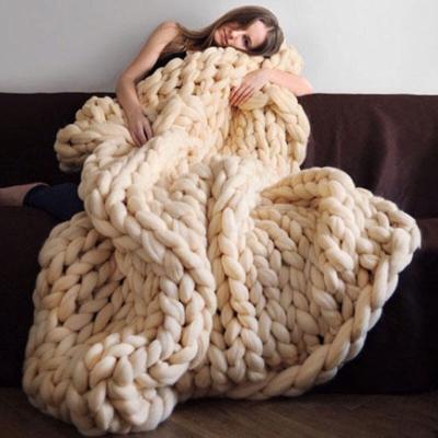 China PASSIONATE 100%acrylic knit chunky material hand made blanket blanket for spring fall for sale