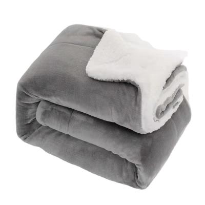 China Amazon High Quality Thick Border Super Thick Warm Pure Color Anti Dust Mite Blanket Sherpa Fleece Blanket for sale