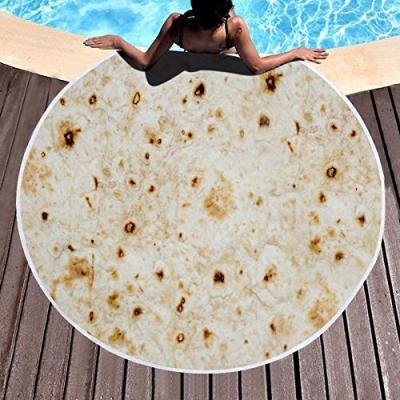 China Portable Round Sandy Beach Tortilla Novelty Throw Food Blanket for sale