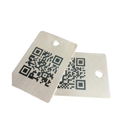 China High& Low Temperature Resistance Metal Serial Number Stainless Steel Plates Qr Code Barcode Tags Assets Aluminum Labels for sale