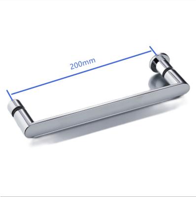 China Modern Chrome Plated Hole Spacing 200mm Glass Shower Door Handle Zamak Bathroom Handle for sale