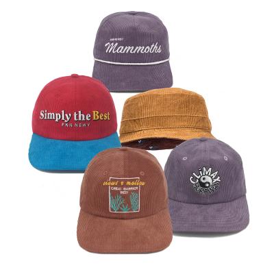 China JOINT Custom Corduroy SEAL Hat Vintage Embroidery Corduroy Hats 6 Panel Hat for sale