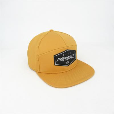 China Custom 7 Panel SEAL JOINT Snapback Hat With Leather Patch for sale